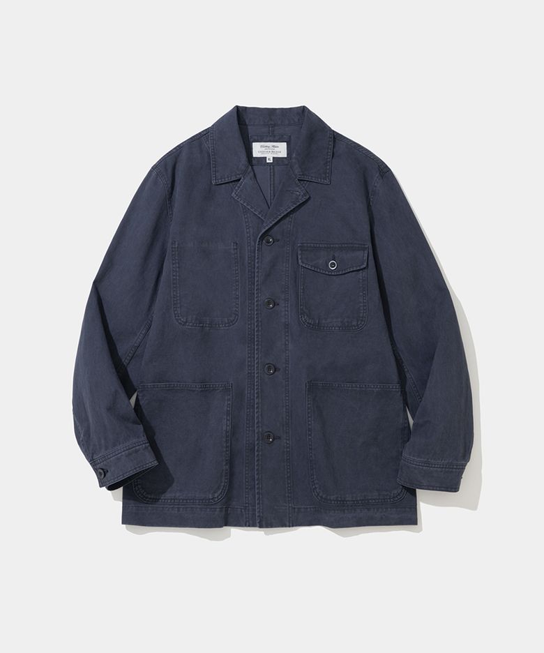 washed cotton coverall jacket navy