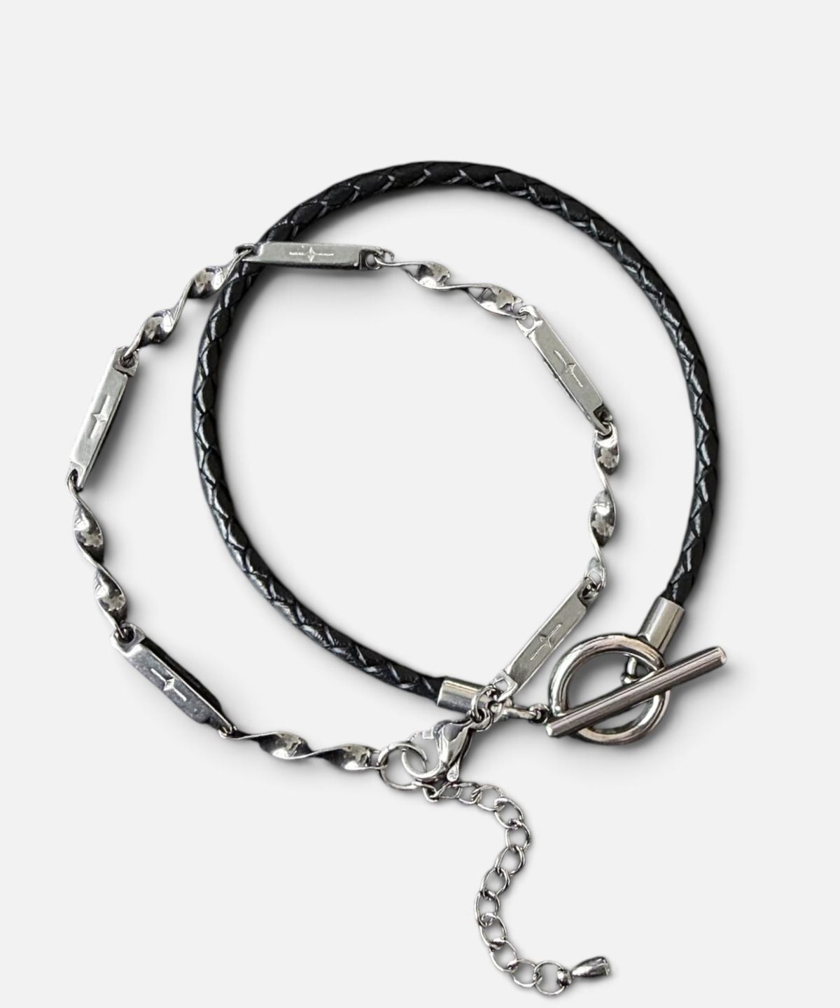 셉텐벌5(SEPTEMBER5) RAYERED LEATHER CHAIN BRACELET