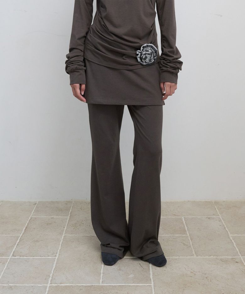 BUTTON DETAIL SKIRT LEGGINGS_KHAKI