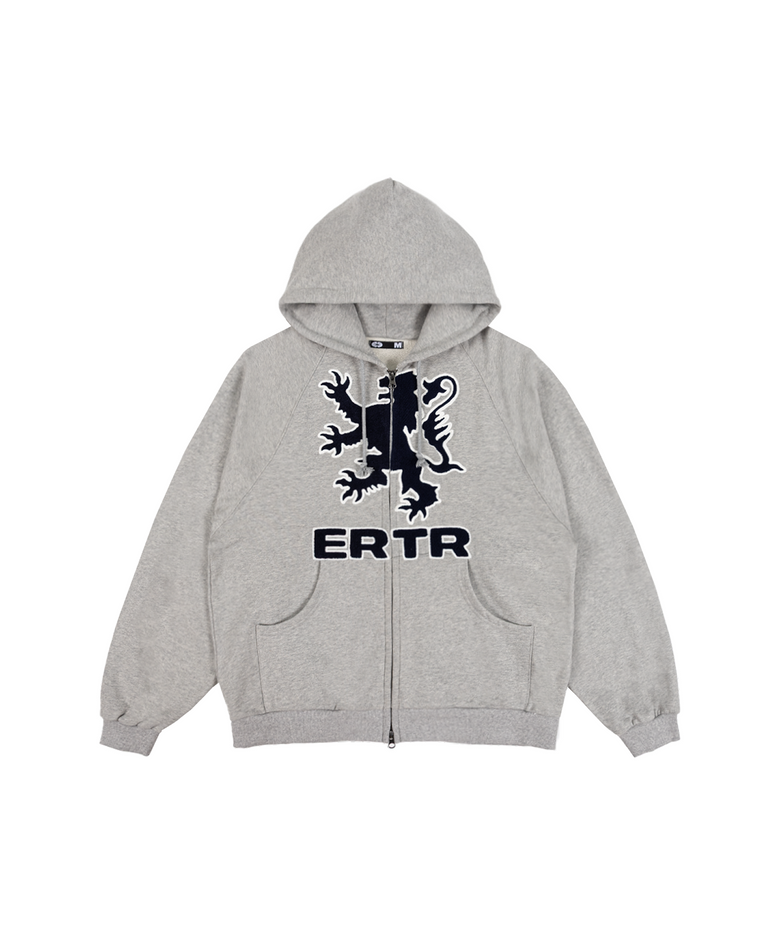 Scots Lion Boucle Hoodie Zip Up Grey