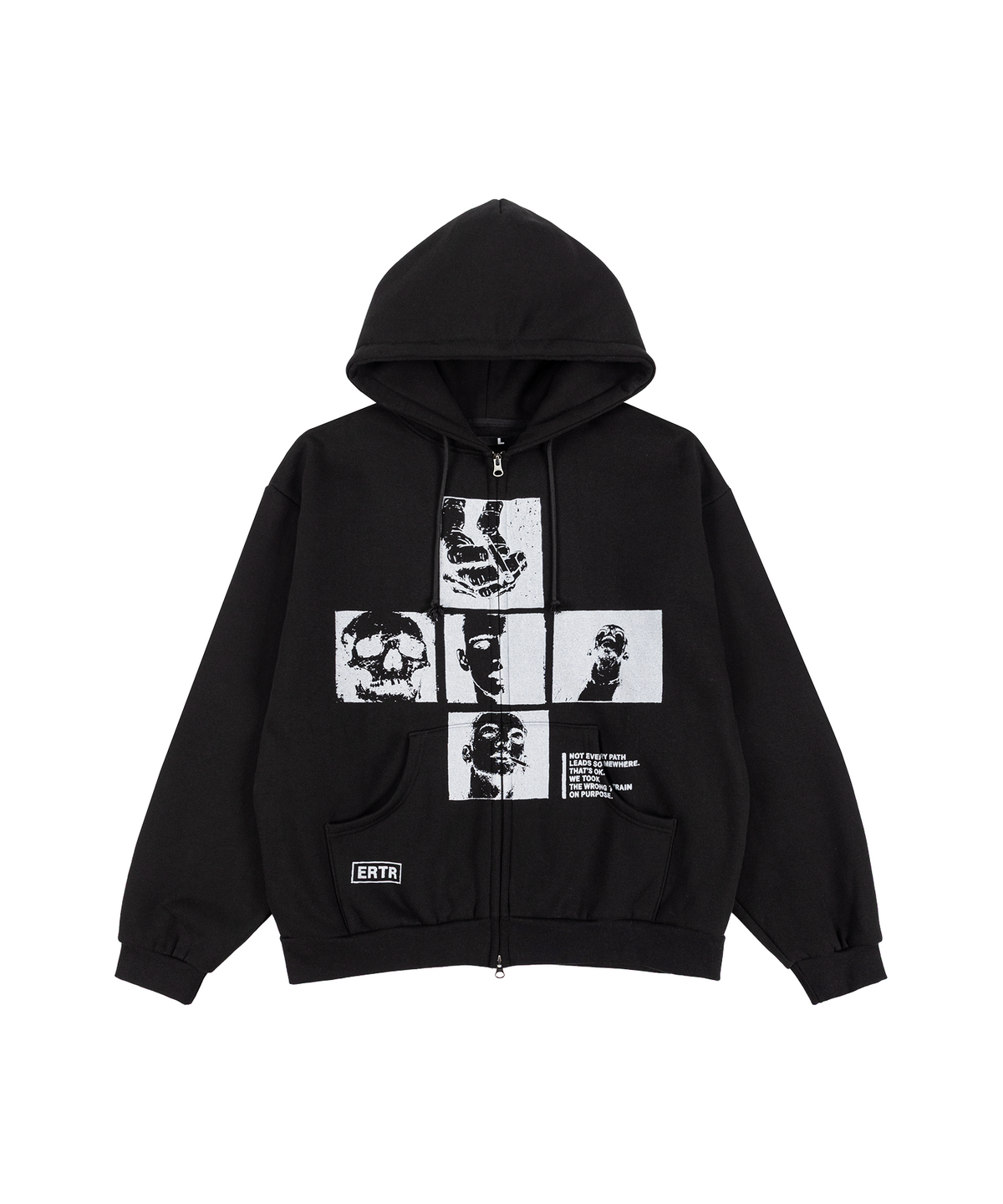 이알티알(ERTR) Punky Cross Hoodie Zip Up Black
