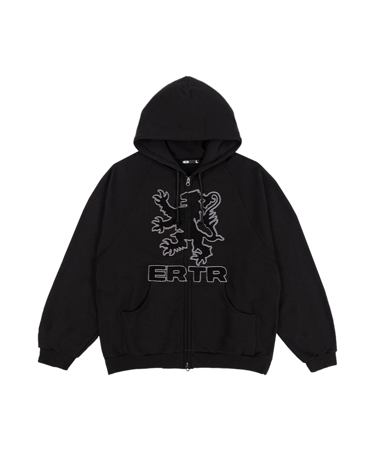 이알티알(ERTR) Scots Lion Boucle Hoodie Zip Up Black