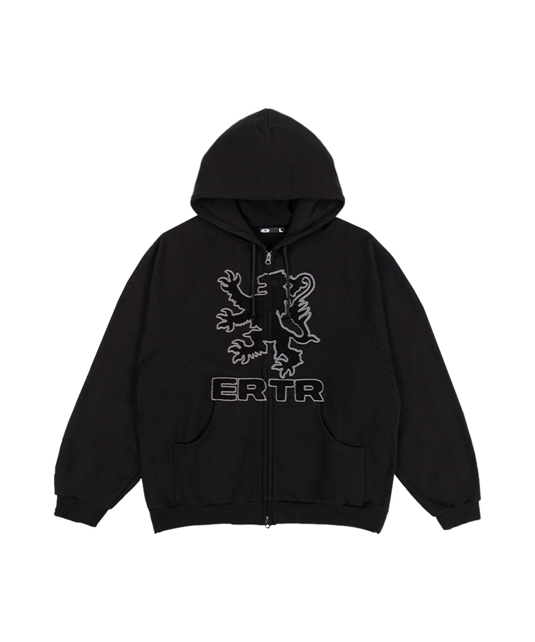 Scots Lion Boucle Hoodie Zip Up Black
