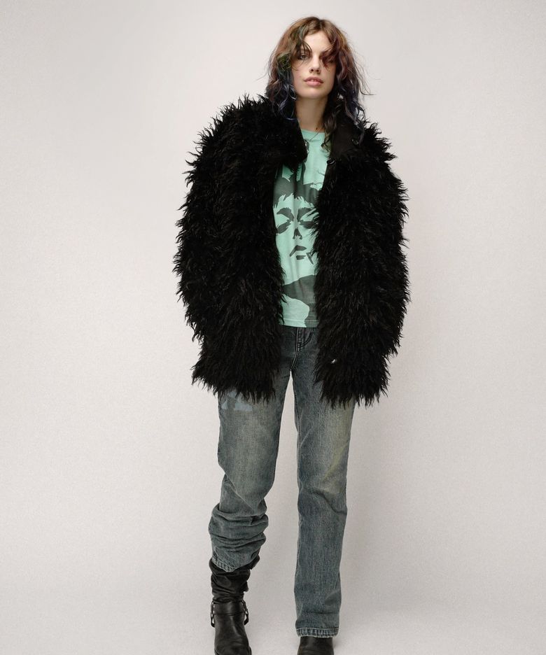Reversible Shearling Fur Jacket Black