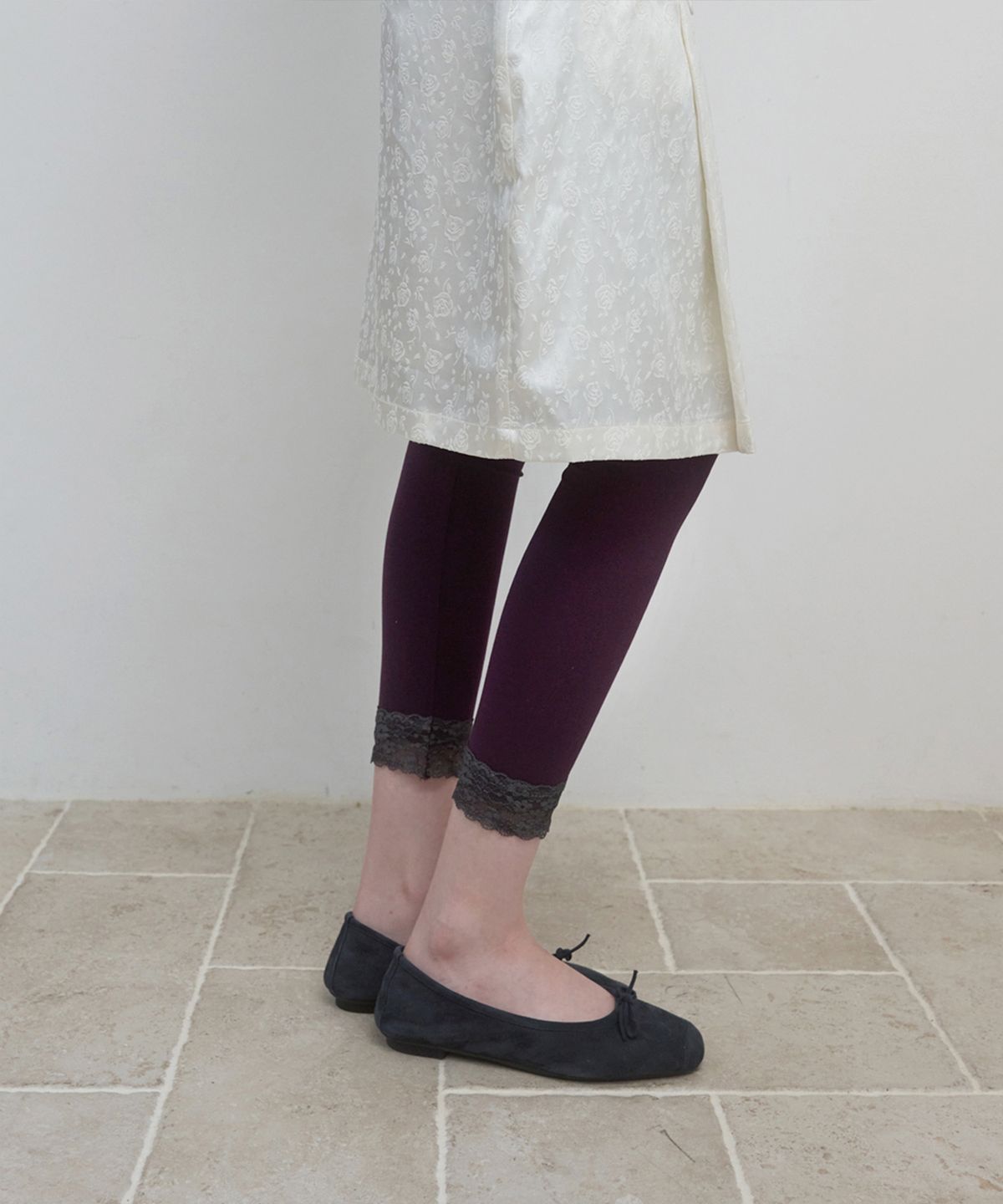 마조네(MA JOURNÉE) LACE TRIM LEGGINGS_PURPLE