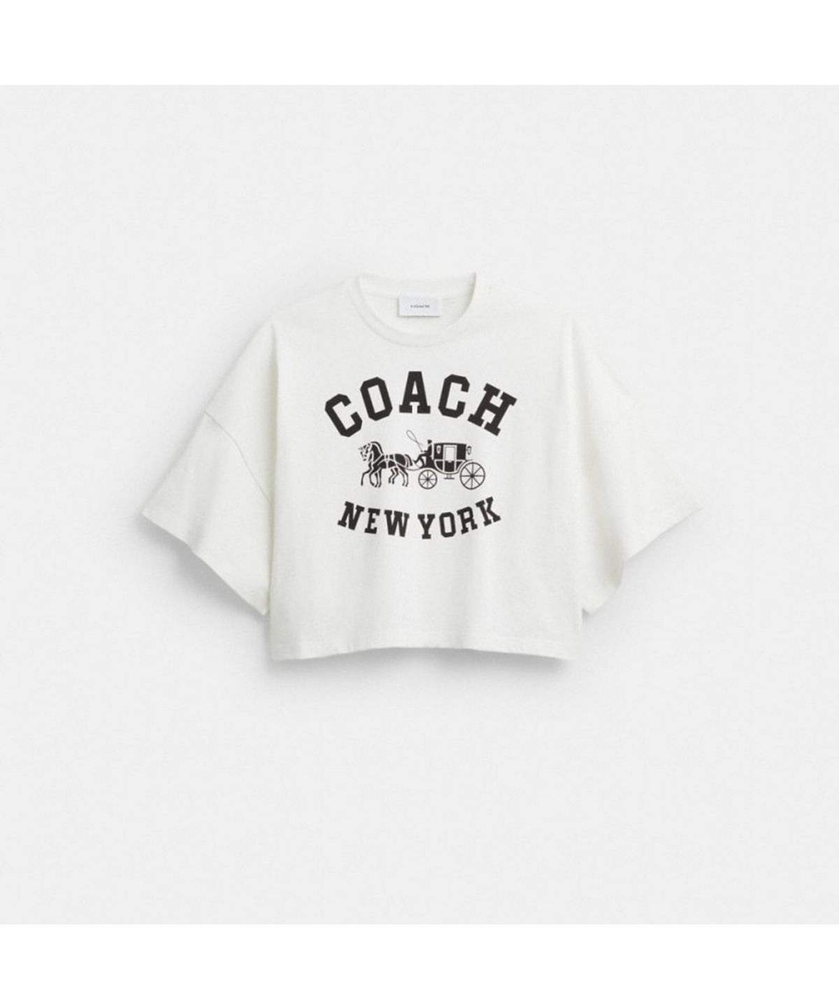 코치(COACH) 숏 슬리브 와이드 크롭드 크루넥 티셔츠 인 오가닉 코튼 CEP43 VT5