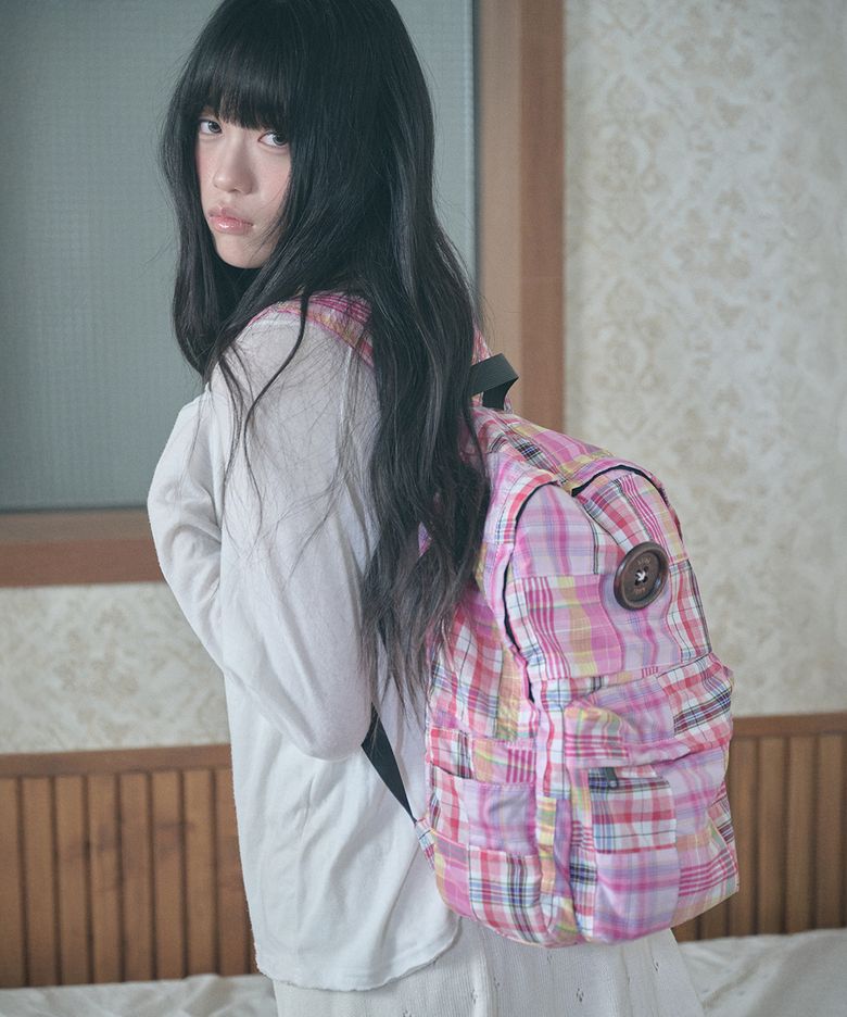 vintage patchwork backpack pink