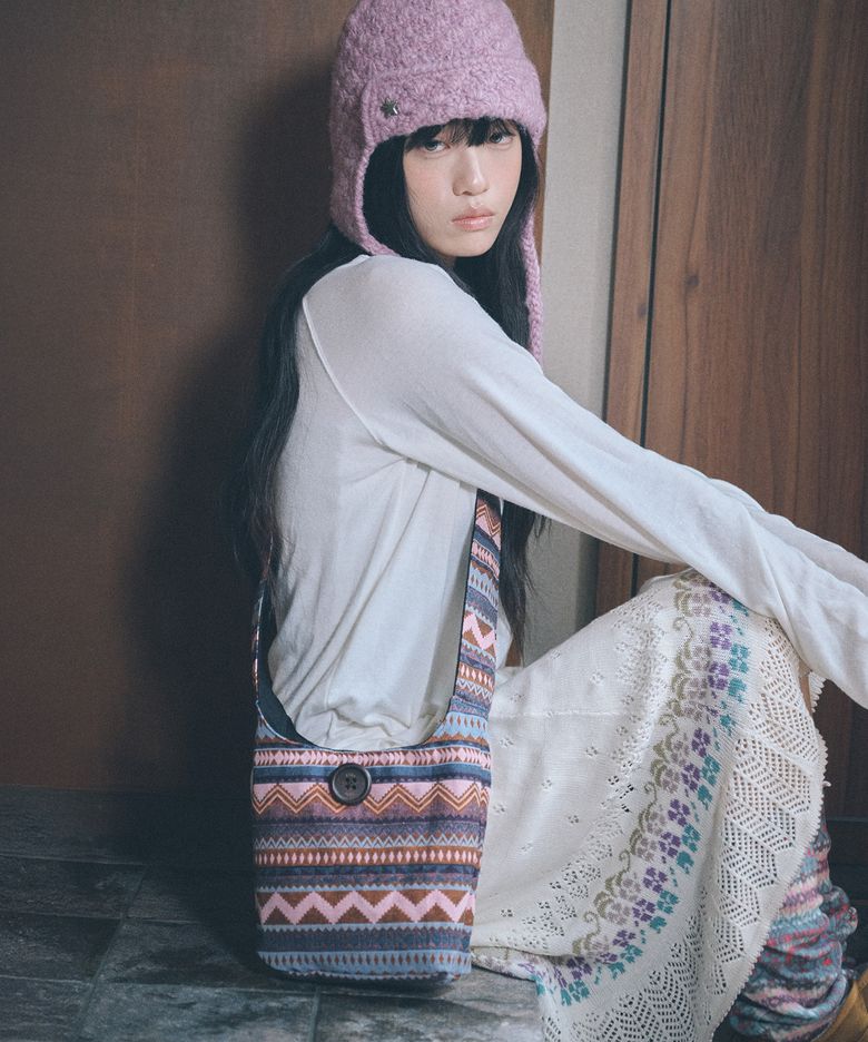 hippie button cross bag pink