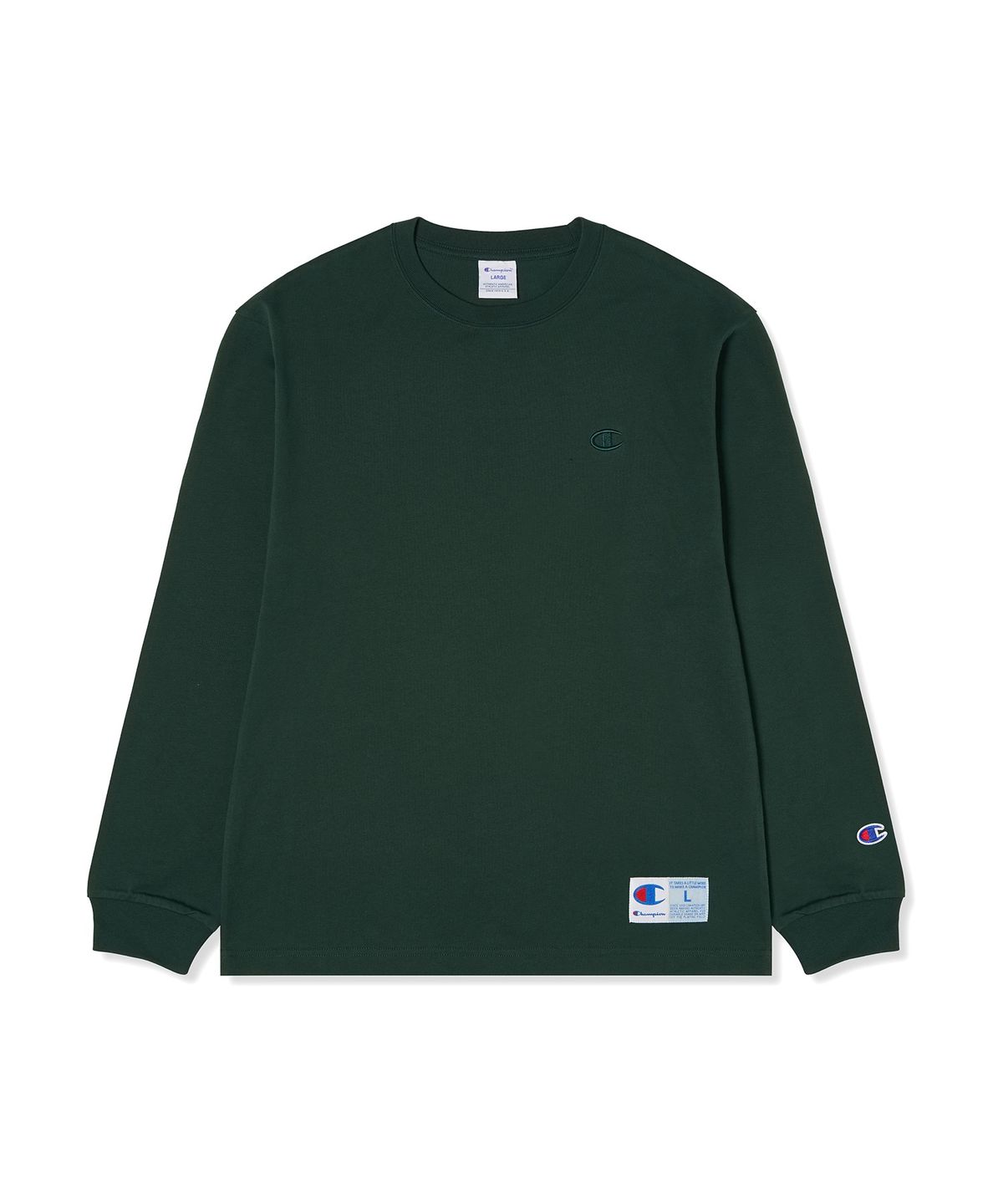 챔피온(CHAMPION) C로고 오버핏 조그택 롱슬리브 티셔츠 Dark Green