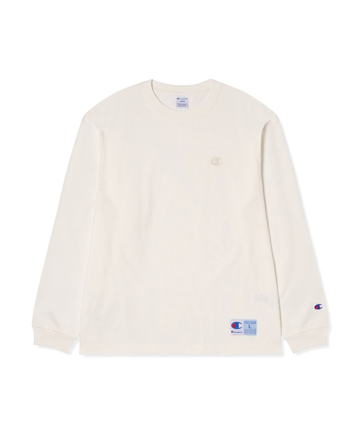 챔피온(CHAMPION) C로고 오버핏 조그택 롱슬리브 티셔츠 White