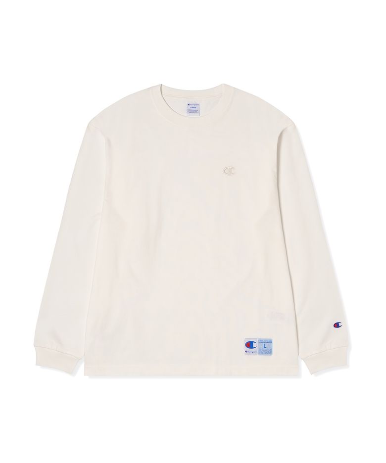 C로고 오버핏 조그택 롱슬리브 티셔츠 White