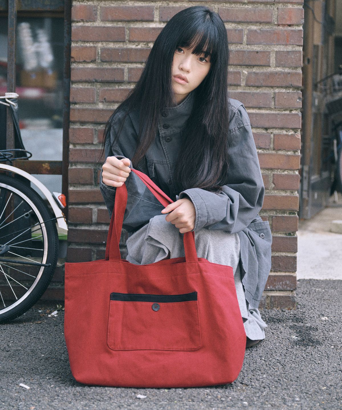 키이비(KIIBI) big pocket shoulder bag red
