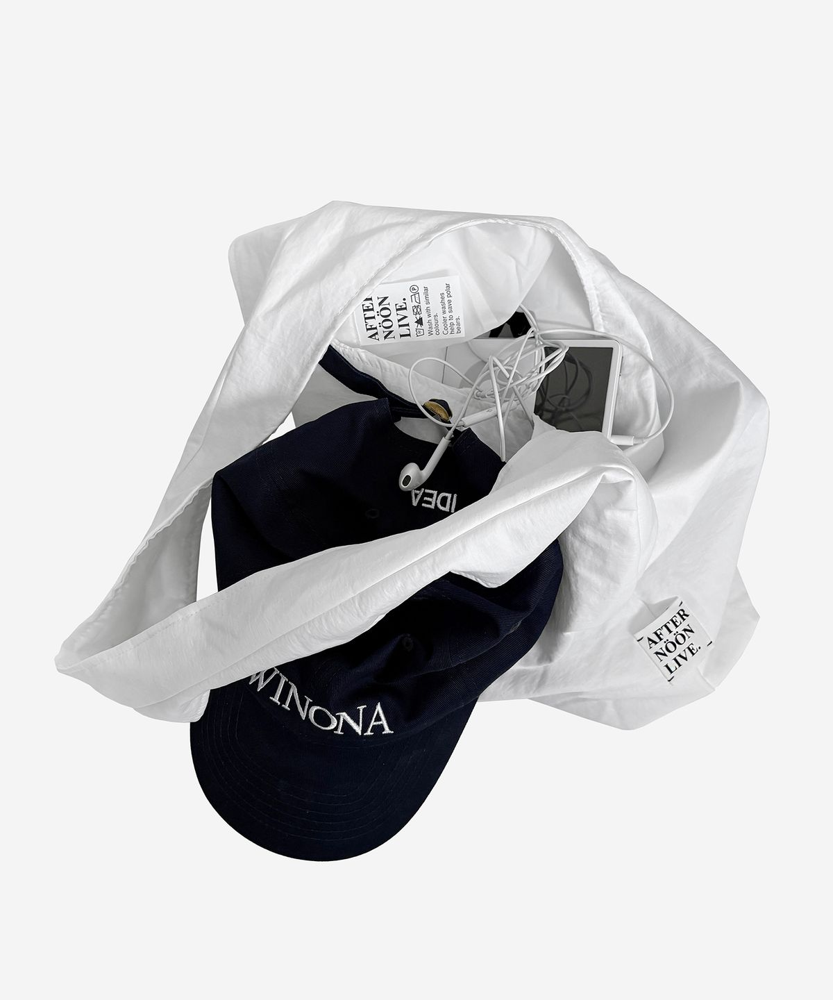 애프터눈라이브(AFTERNOONLIVE) Afternoonlive Nylon hobo bag (White)
