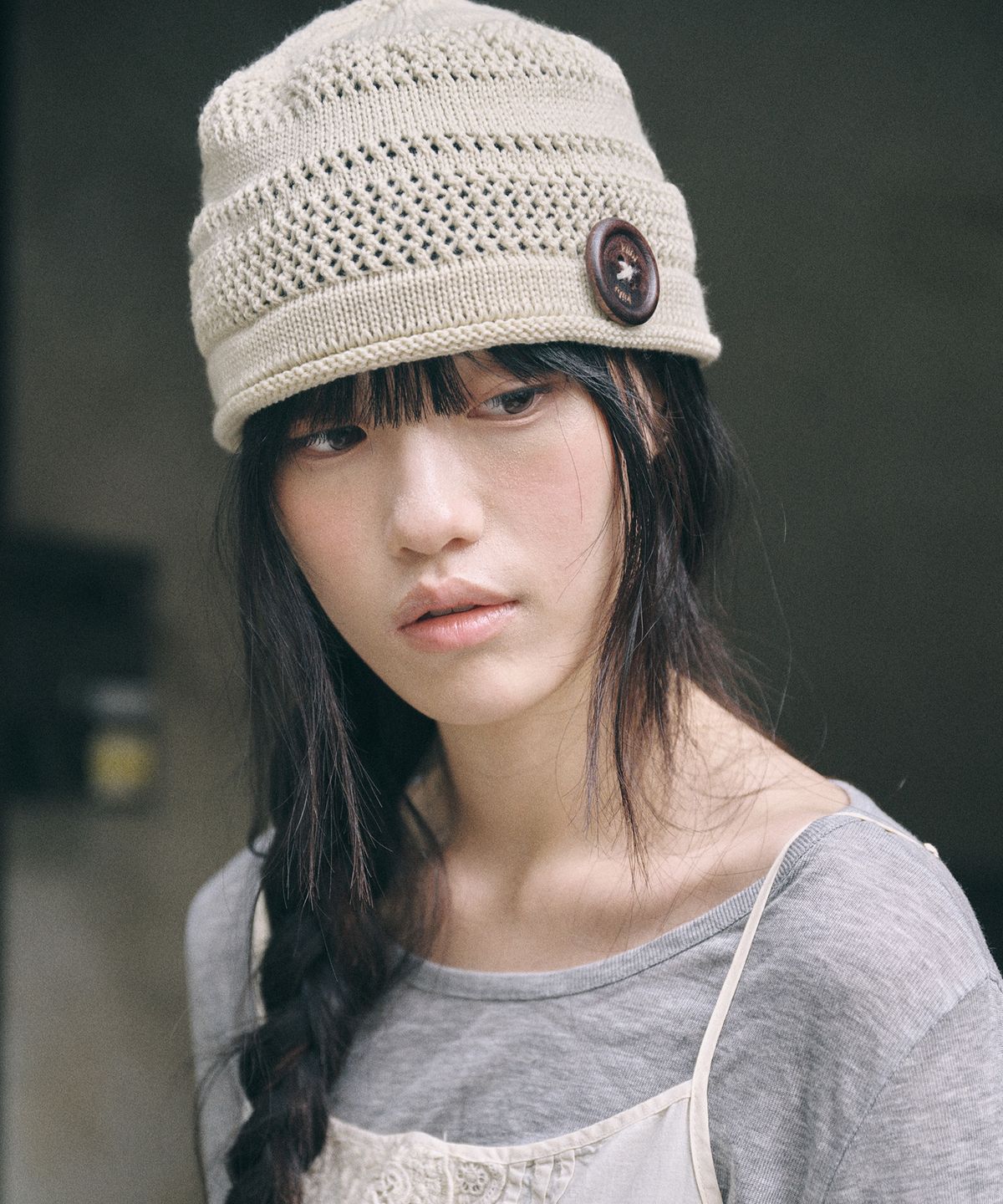 키이비(KIIBI) knit button beanie oatmeal