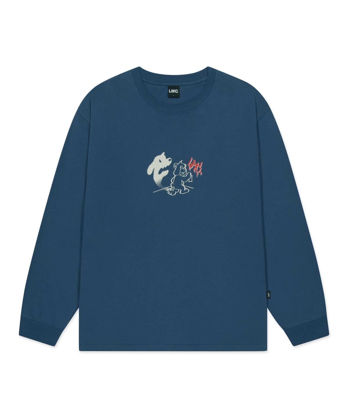 엘엠씨(LMC) SKETCH BEAR LONG SLV TEE  vintage blue