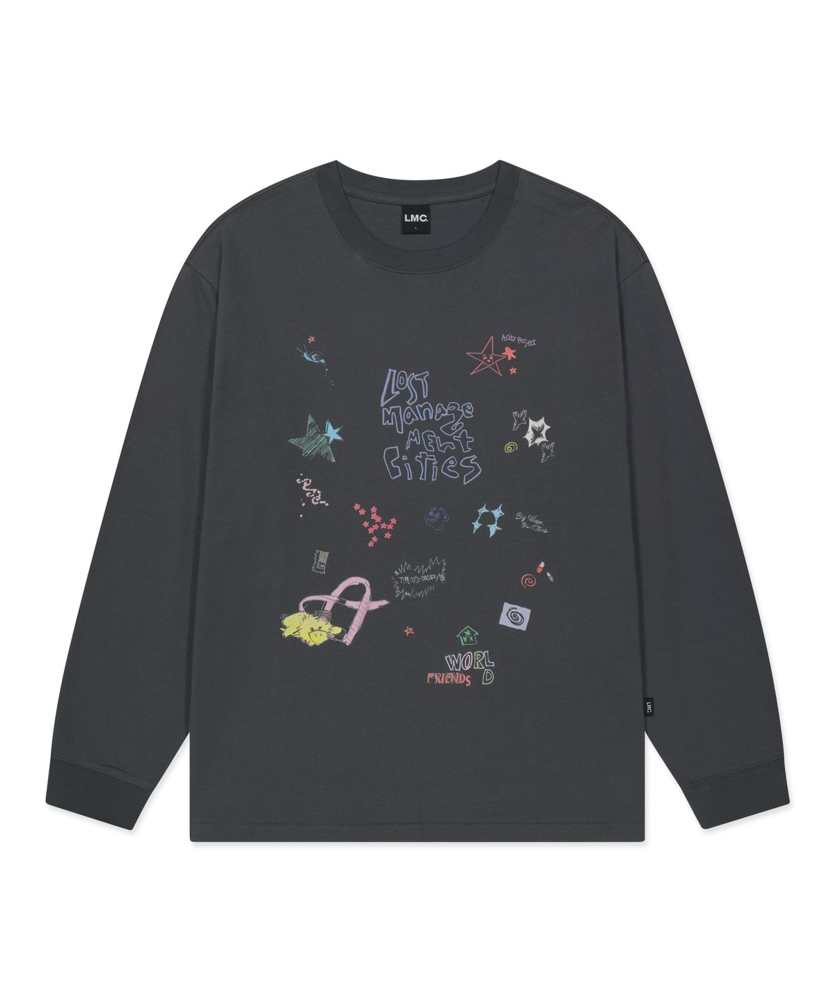 엘엠씨(LMC) PEN DRAWING LONG SLV TEE charcoal