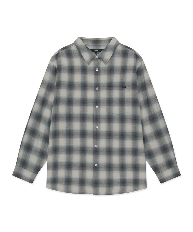 LABEL POINT FLANNEL CHECK SHIRT brown