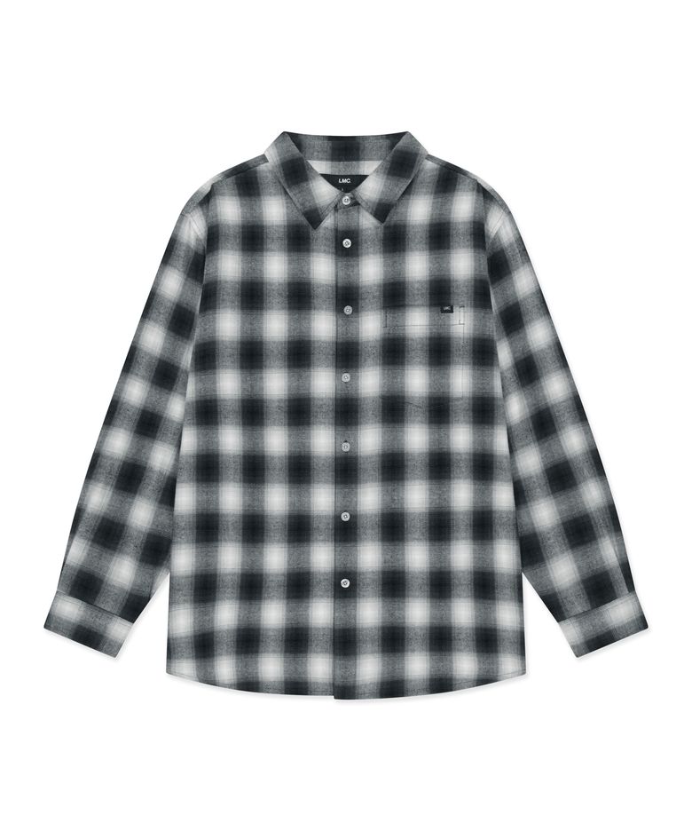 LABEL POINT FLANNEL CHECK SHIRT black