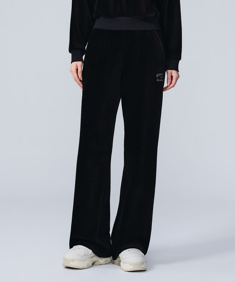 여성 코듀로이 트레이닝 세미와이드 팬츠 (BLACK)