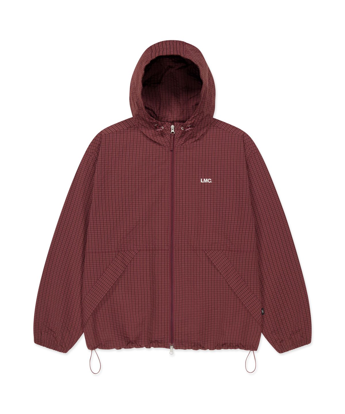 엘엠씨(LMC) CHECK ANORAK HOODIE ZIP JACKET burgundy