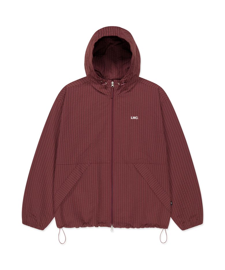 CHECK ANORAK HOODIE ZIP JACKET burgundy