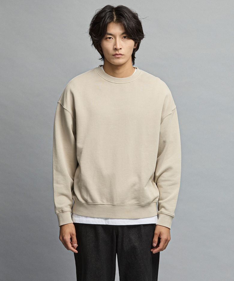 DIEMS 피그먼트 워싱 맨투맨_아이보리 (오버핏)_DTSVC61OSI