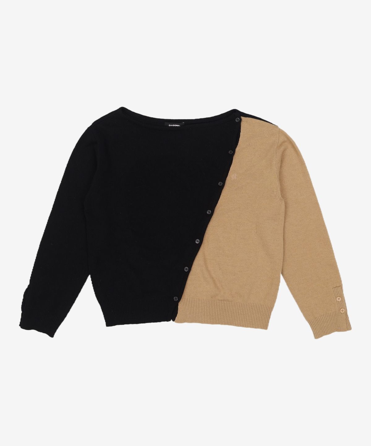 다이애그널(DIAGONAL) CASHMERE UNBALANCE CARDIGAN (BEIGE) XL