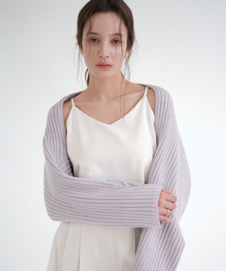 Ribbed bolero Knit Cardigan (Purple)