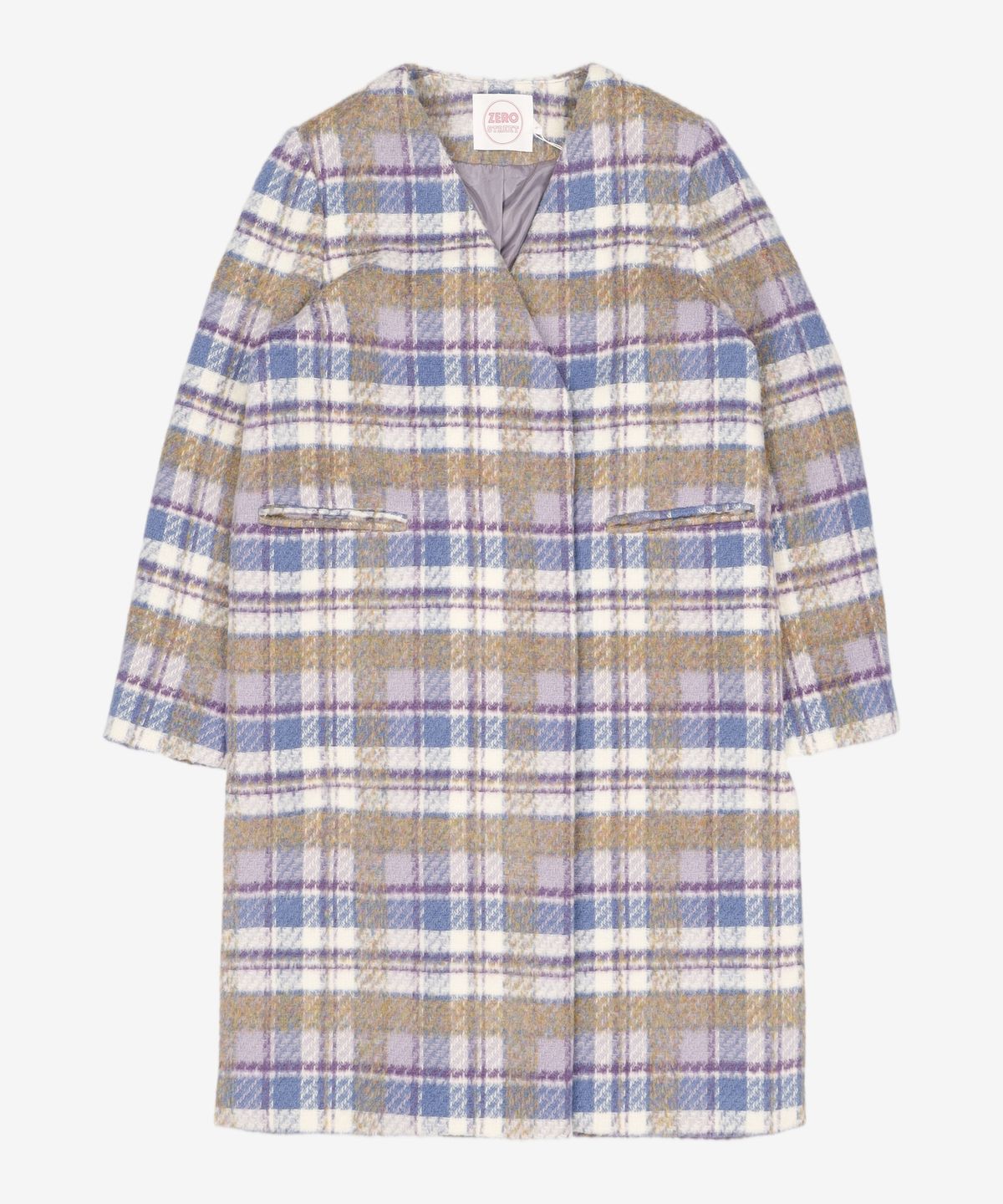 제로스트릿(ZEROSTREET) V-NECK SIDE SLIT CHECK COAT / PURPLE S