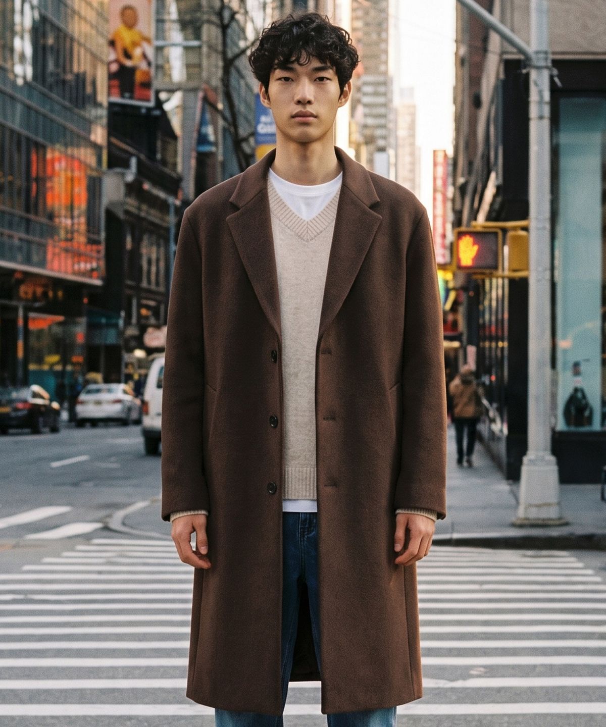 에스티코(STCO) 싱글 체스터 맥시 롱 코트_브라운 (오버핏)_SCTUD72OSH