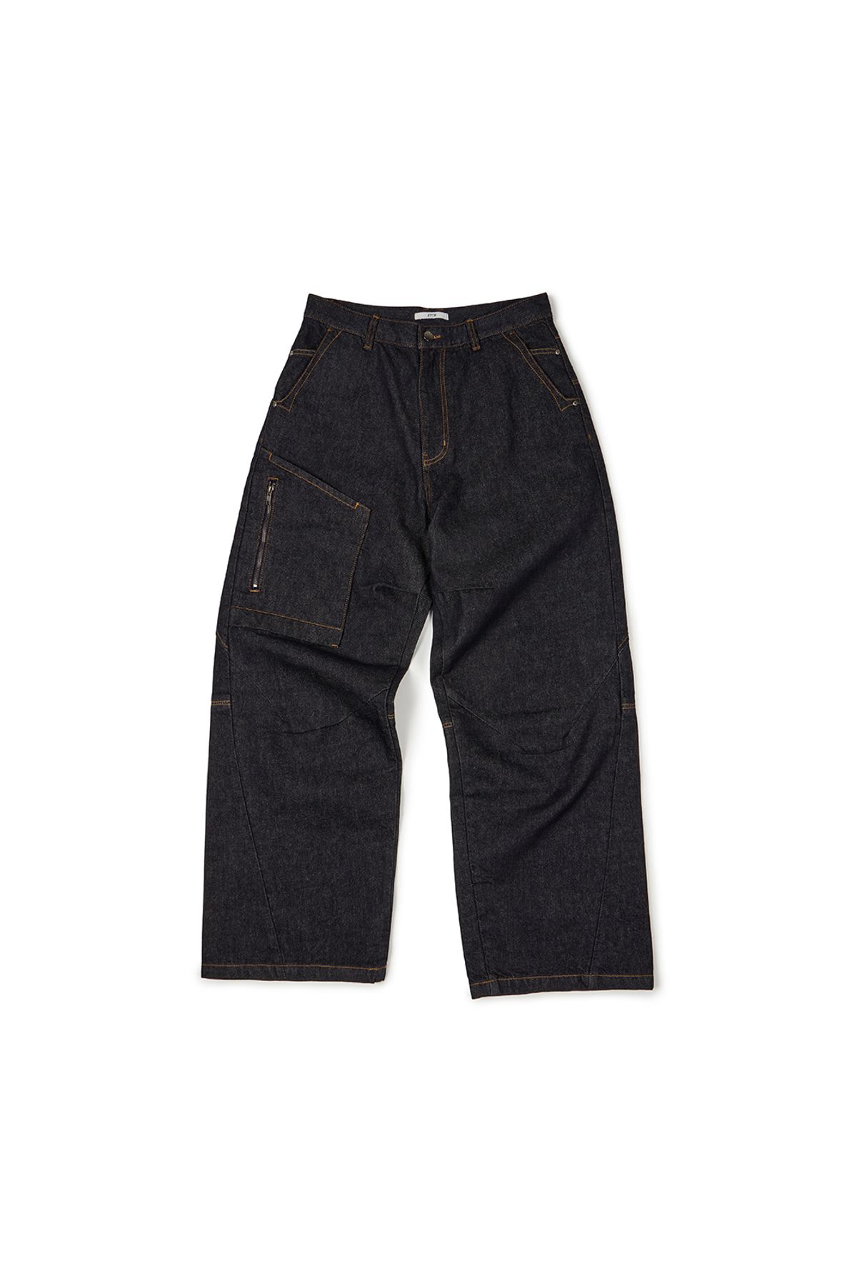 이티씨이(ETCE) SIDE POCKET CURVED DENIM (BLUE)