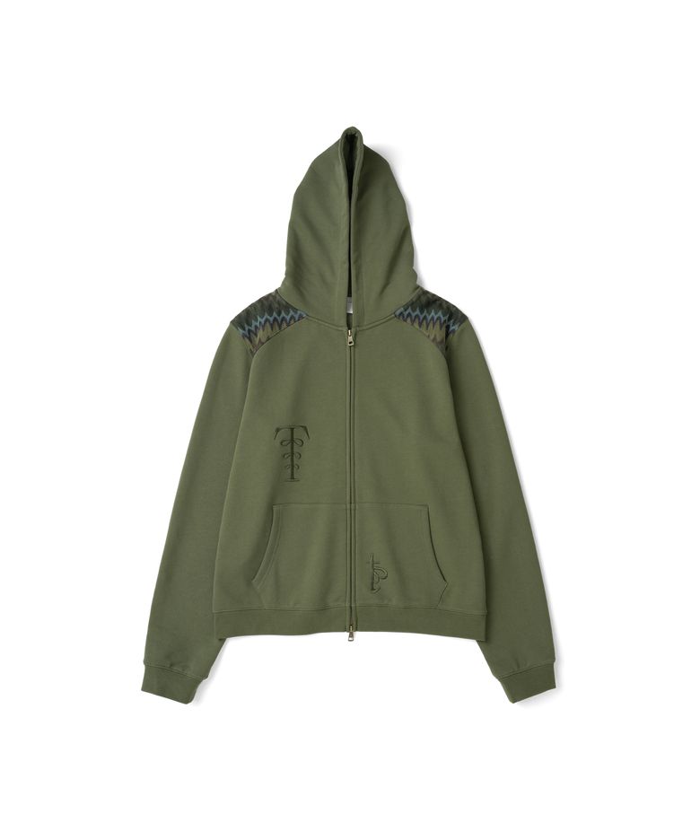 TCM boheme hooded zip-up (dark olive)