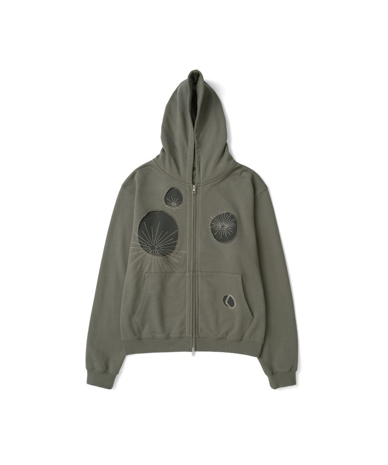 TCM poppy hooded zip-up (khaki brown)