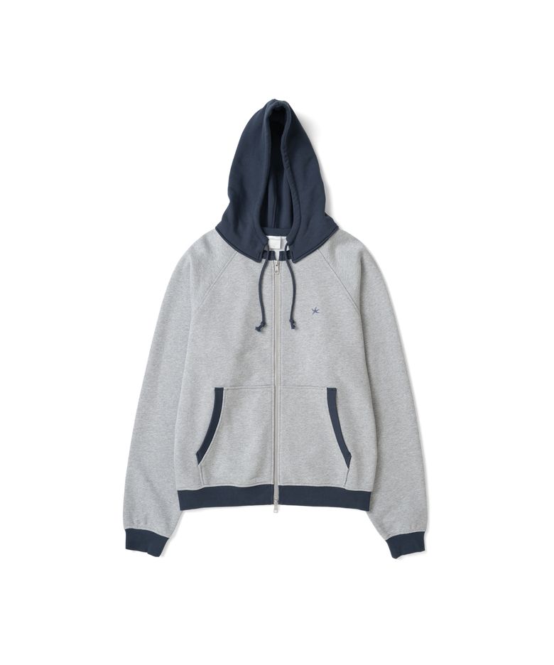 TCM colorblock hooded zip-up (melange grey)
