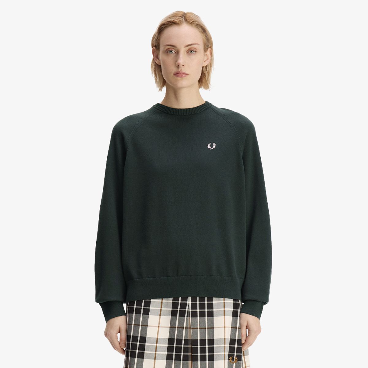 프레드페리(FRED PERRY) [Womens] 오버사이즈드 크루넥 니트 - 나이트그린 AFPF2G33140-Q20