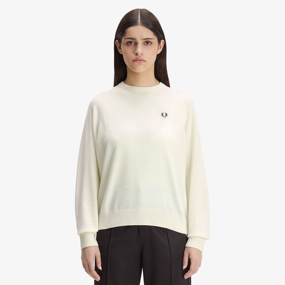 프레드페리(FRED PERRY) [Womens] 오버사이즈드 크루넥 니트 - 에크루 AFPF2G33140-560