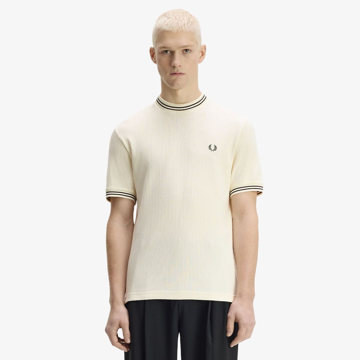 프레드페리(FRED PERRY) [Sharp] 립 저지 티셔츠 - 에크루 AFPM2G38679-170
