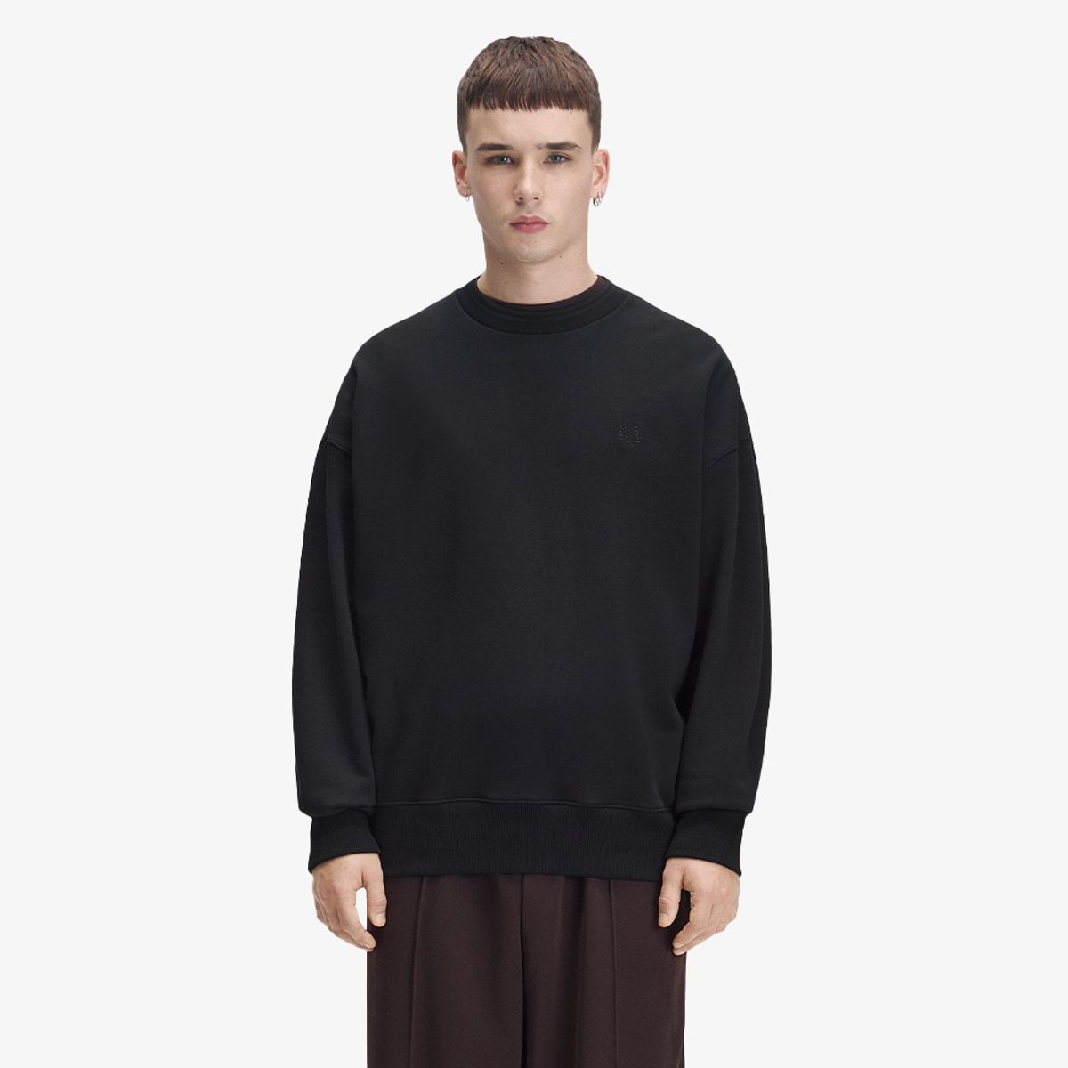 프레드페리(FRED PERRY) [Sport] 오버사이즈드 팁드 스웻셔츠 - 블랙 AFPM2G33497-102