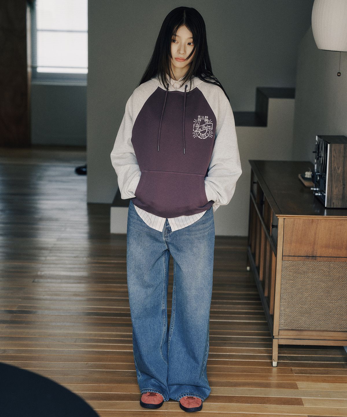 리(LEE) 우먼 오버사이즈드핏 워싱 데님 팬츠 인디고 미듐