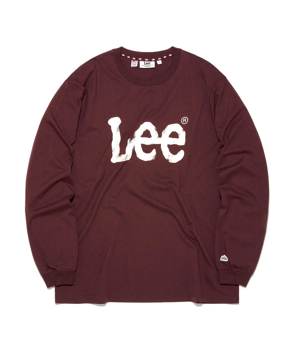 리(LEE) 스프레이 로고 긴팔 티셔츠 버건디