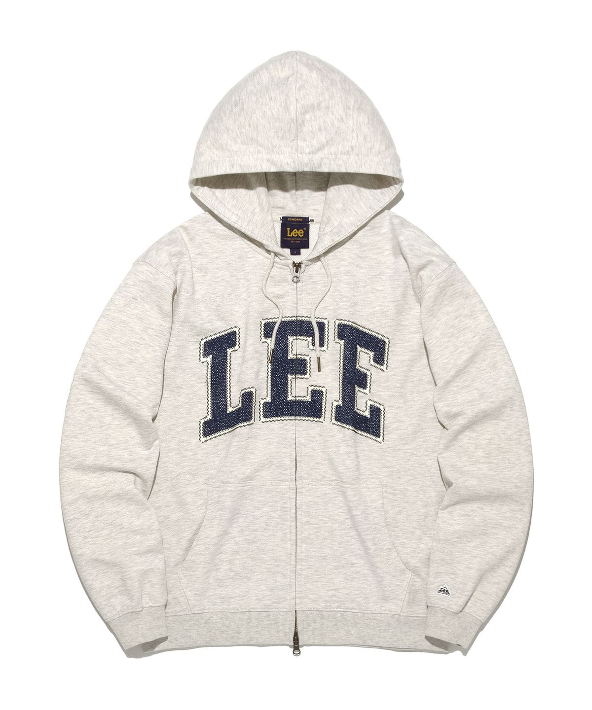 리(LEE) 컬리지 로고 후드 집업 오트밀