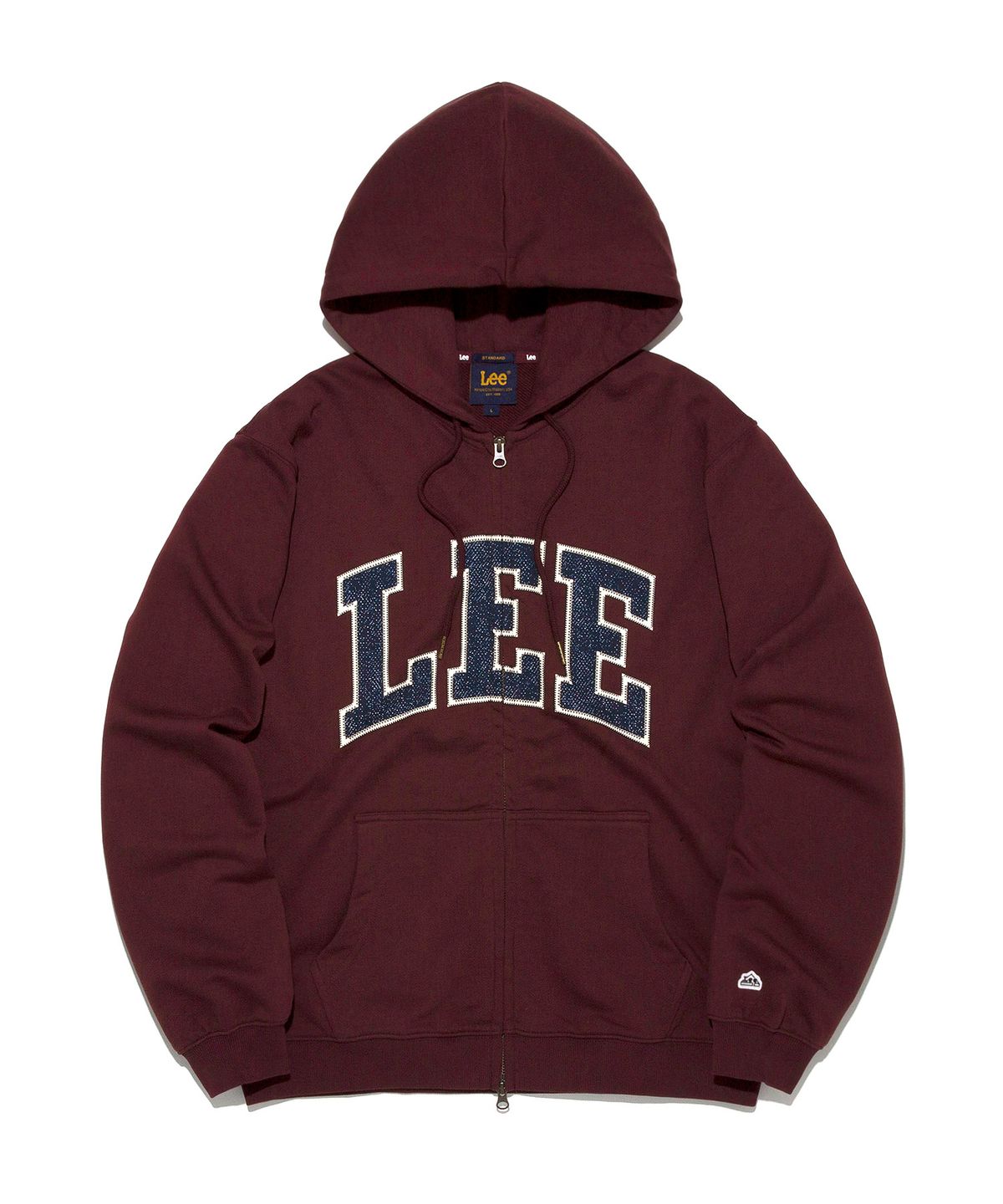 리(LEE) 컬리지 로고 후드 집업 버건디