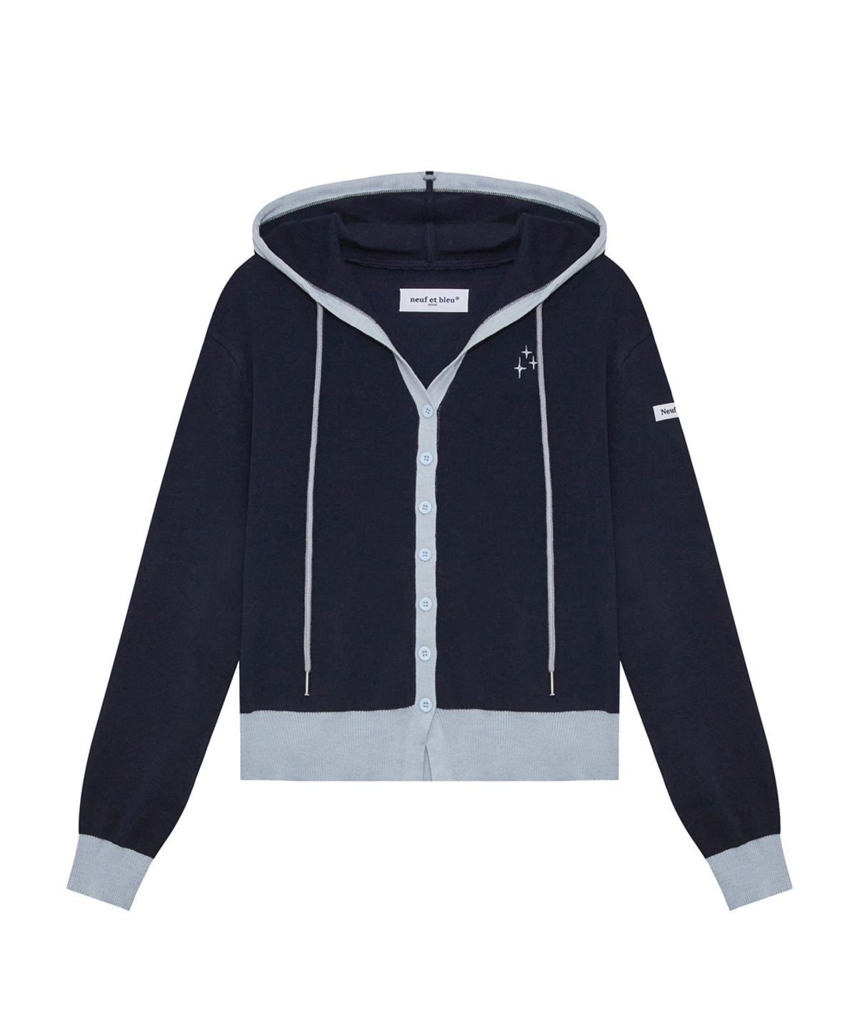 누프에블루(NEUFETBLEU) NEB two tone button hoody (navy)