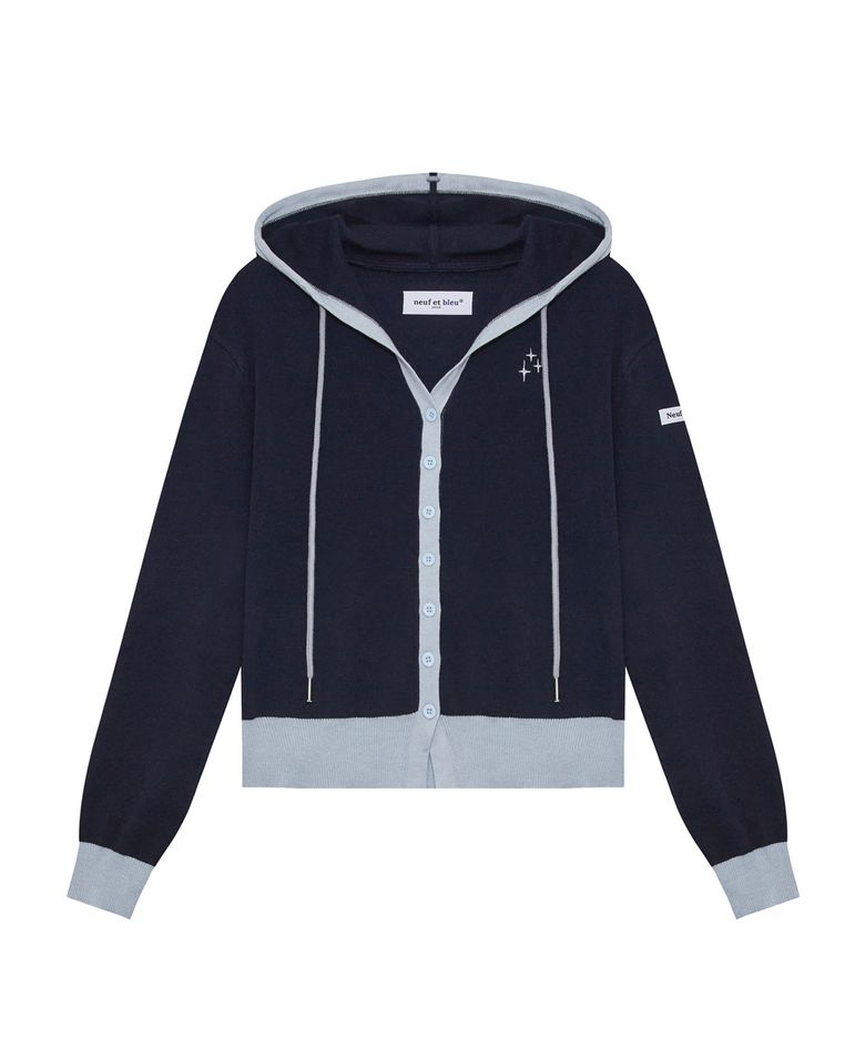 NEB two tone button hoody (navy)