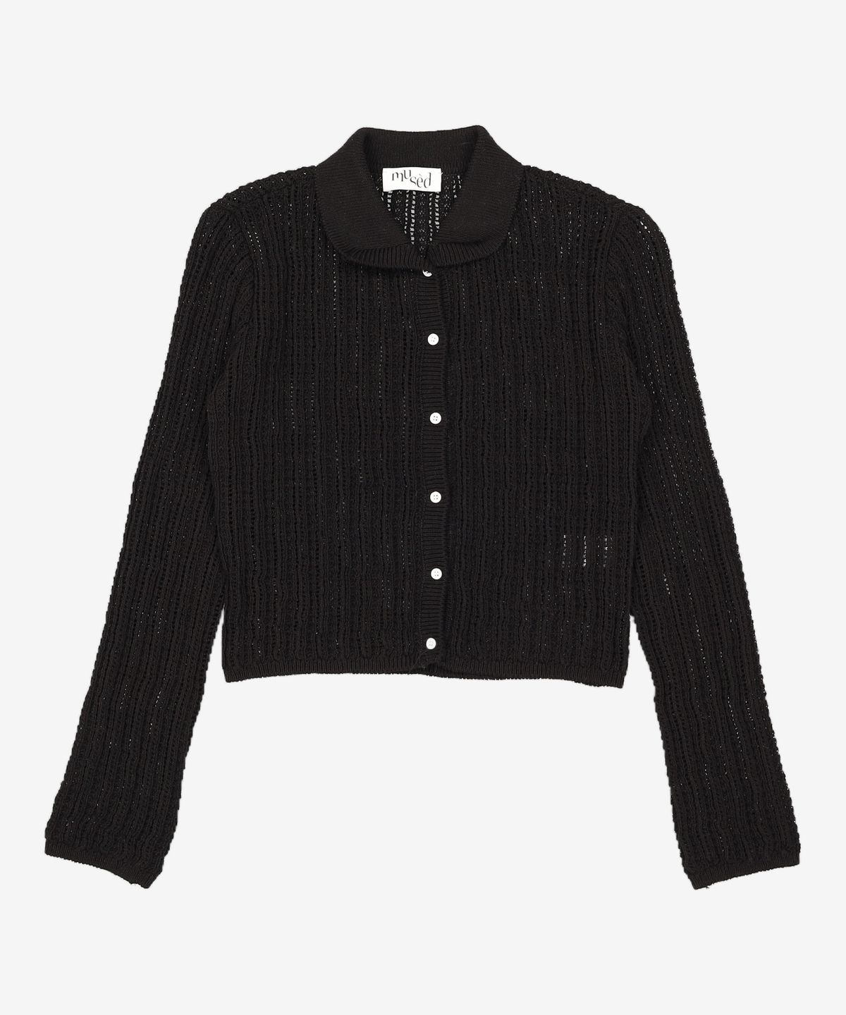 뮤제드(MUSED) Sea Foam Crochet Cardigan - Black ONE