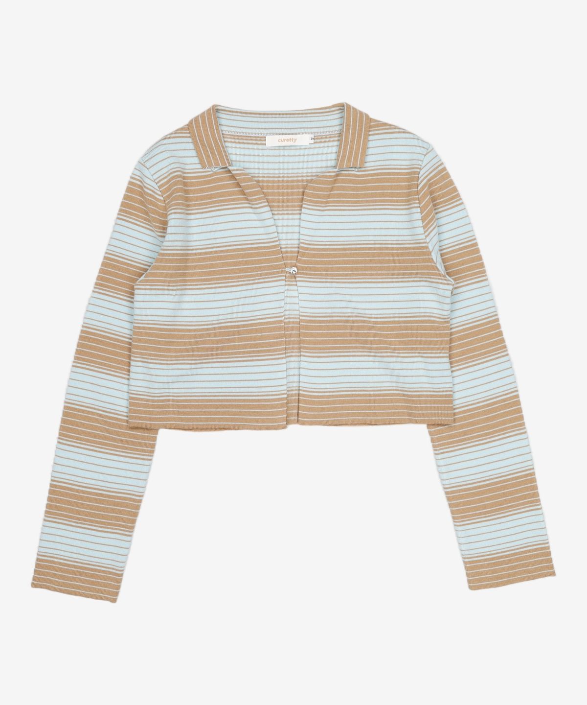 큐리티(CURETTY) C STRIPE COLLAR KNIT CARDIGAN_SKY BLUE S