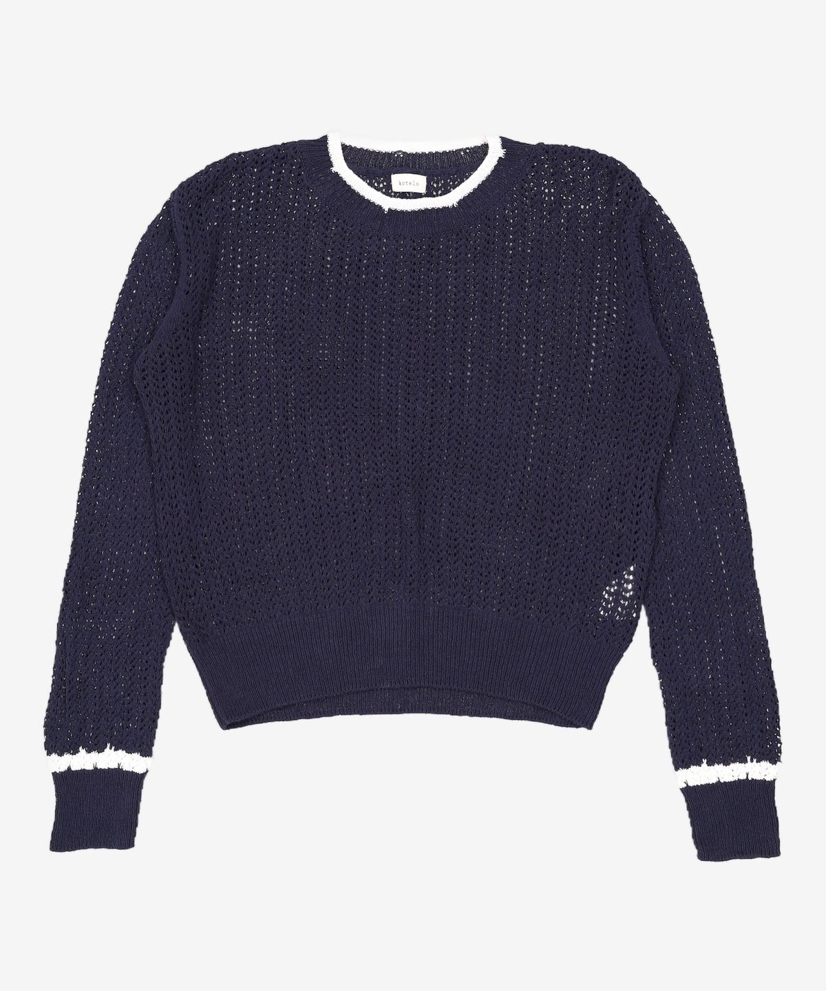 코텔로(KOTELO) Cotton Blended Color Point Crochet Pullover  Navy FREE