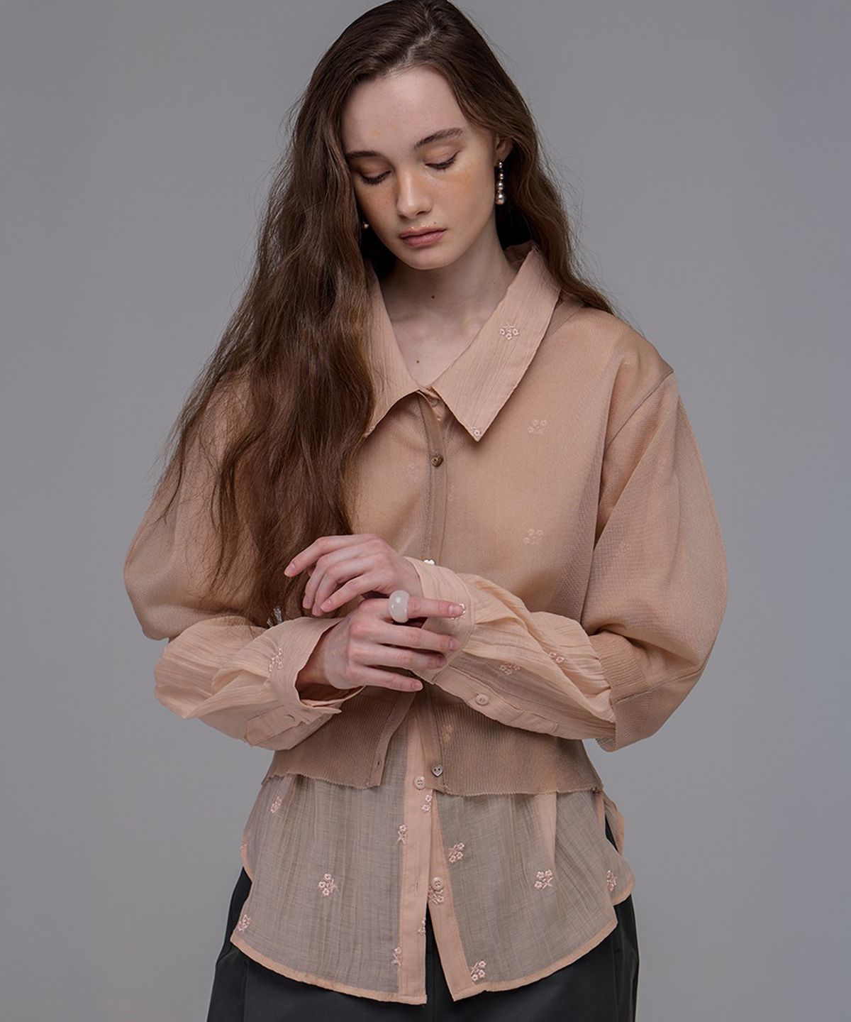 더밀루이(THEMILUI) Champagne cardigan (Pink Brown)