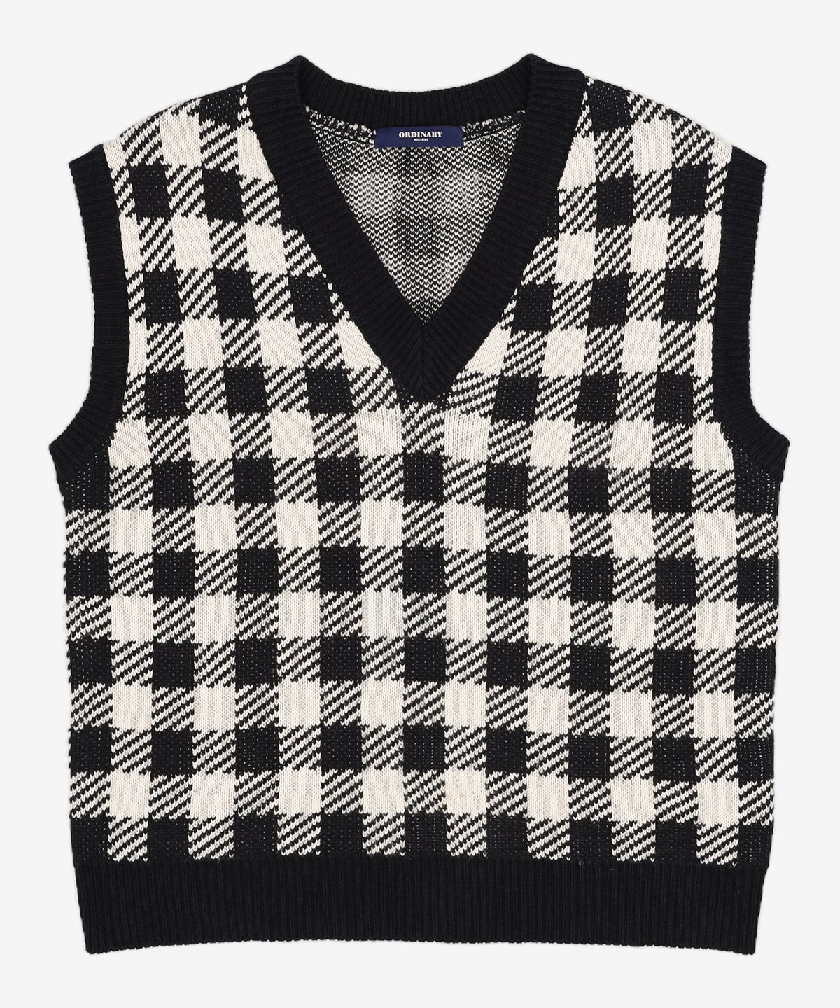 오디너리 홀리데이(ORDINARY HOLIDAY) V넥 체크 베스트 V-NECK CHECK VEST FREE