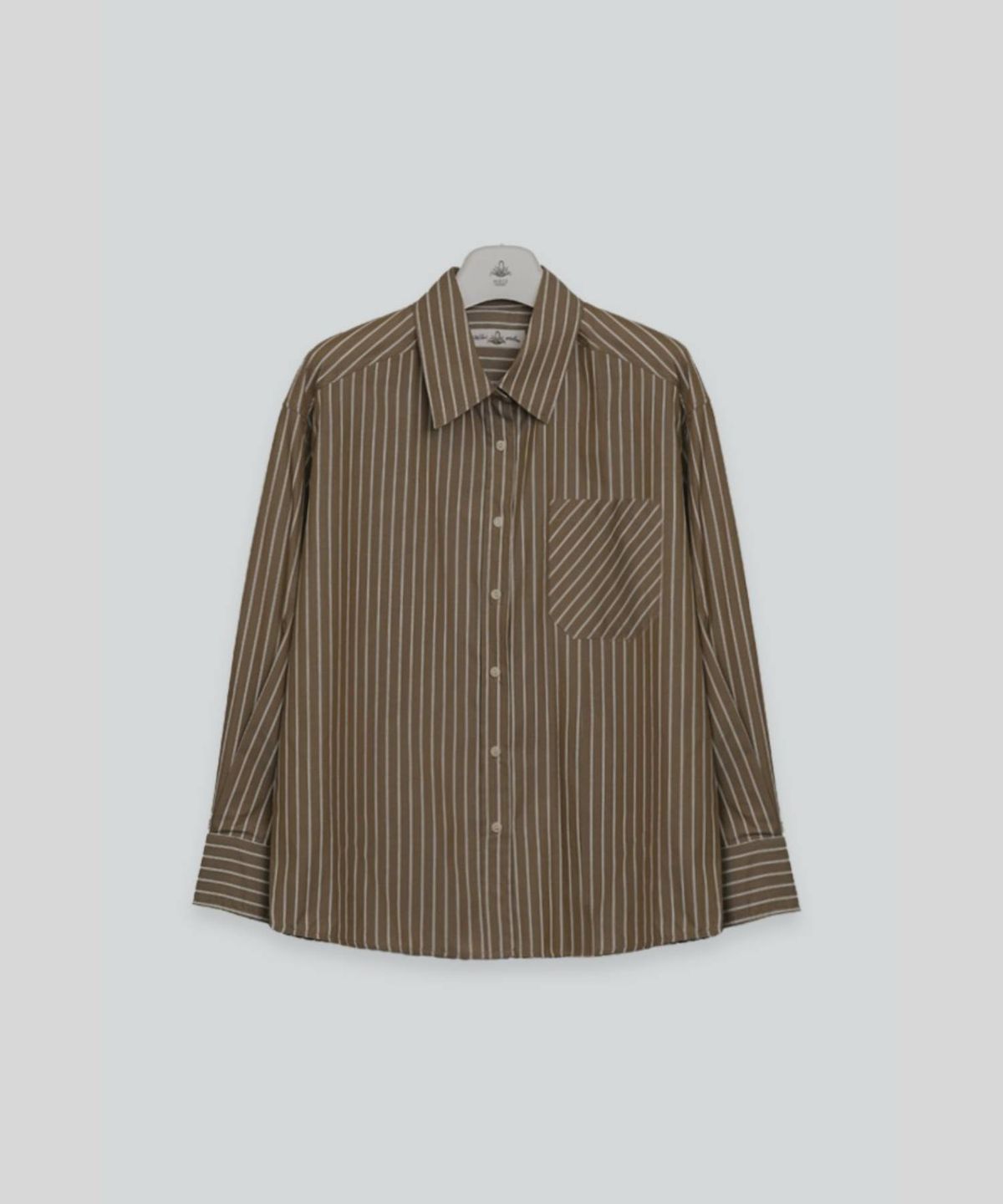 더밀루이(THEMILUI) Draw color Mix Striped Shirt (Brown)